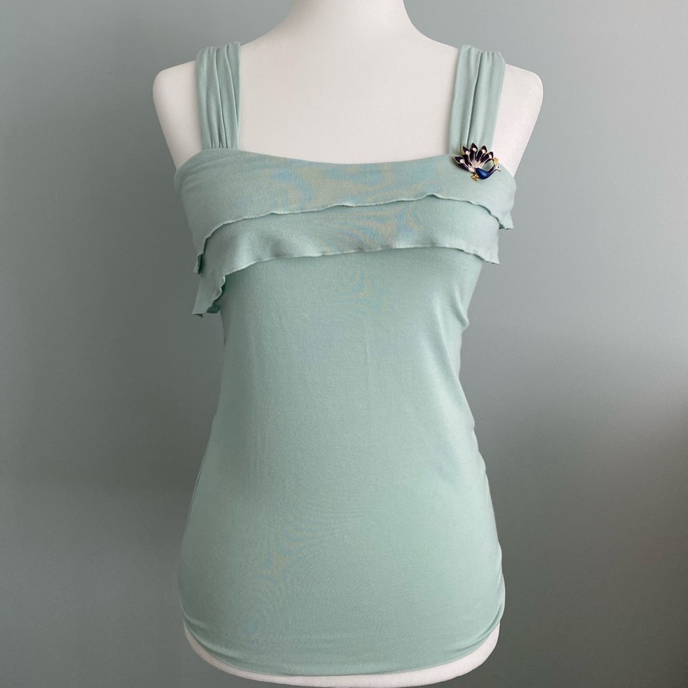 Anthropologie Ruffled Peacock Tank